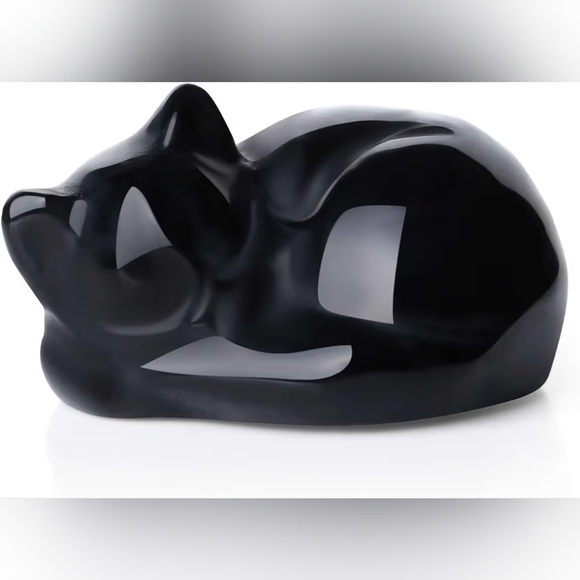 Other - Black Obsidian Sleeping Cat Sculpture